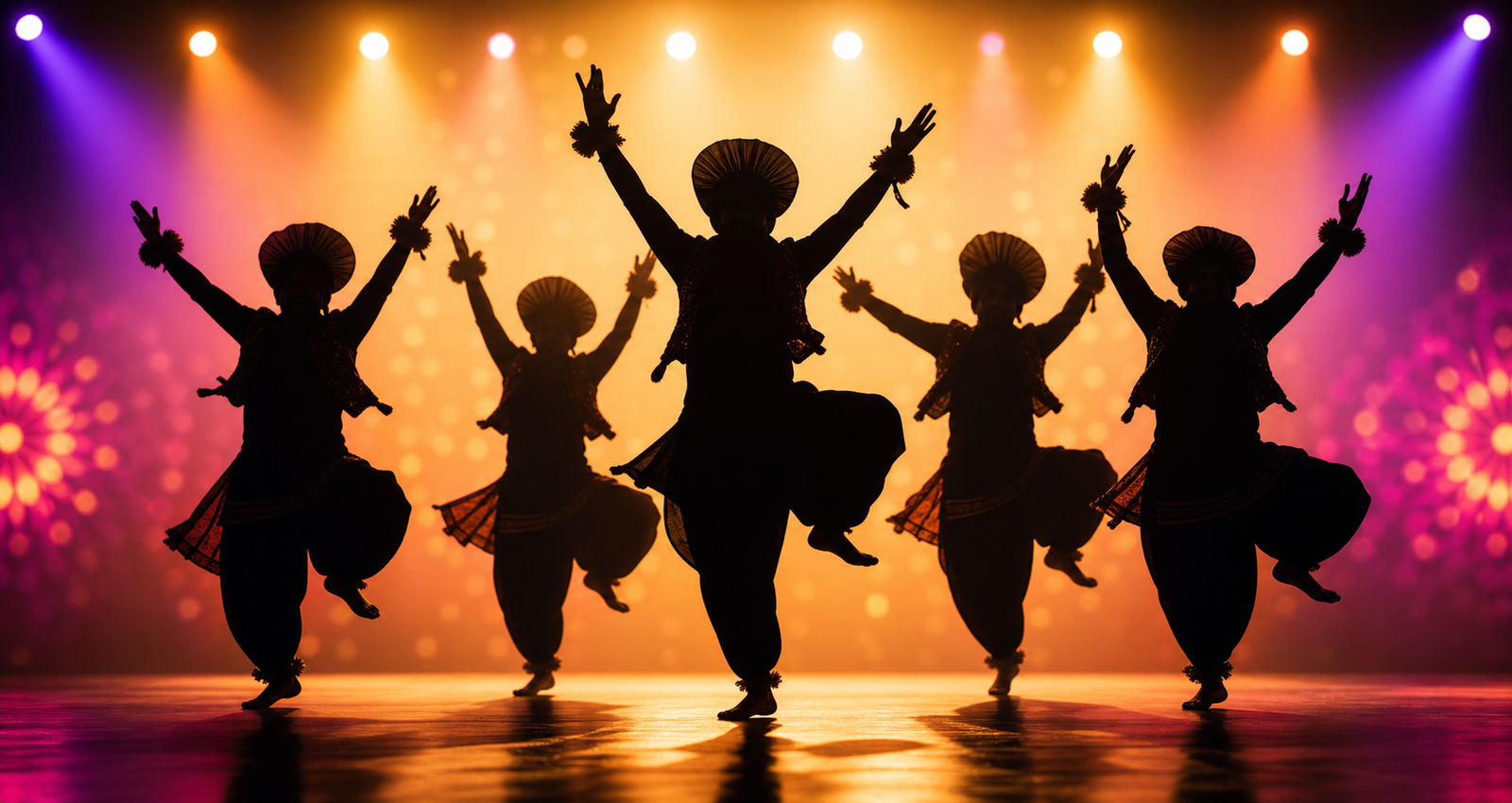 Aura Empire placeholder with Bhangra dance silhouettes
