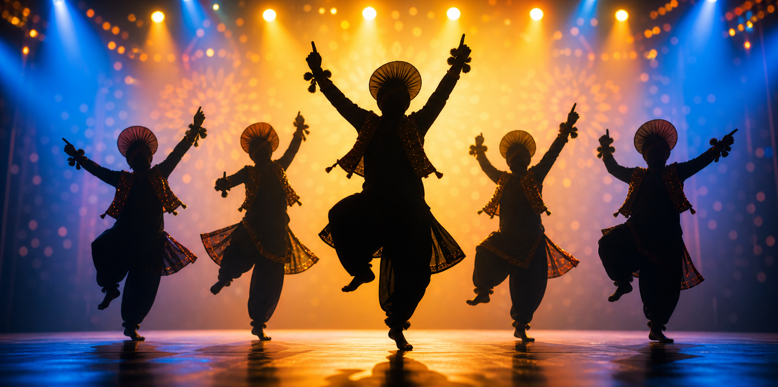 Bhangra Bliss placeholder with Bhangra dance silhouettes