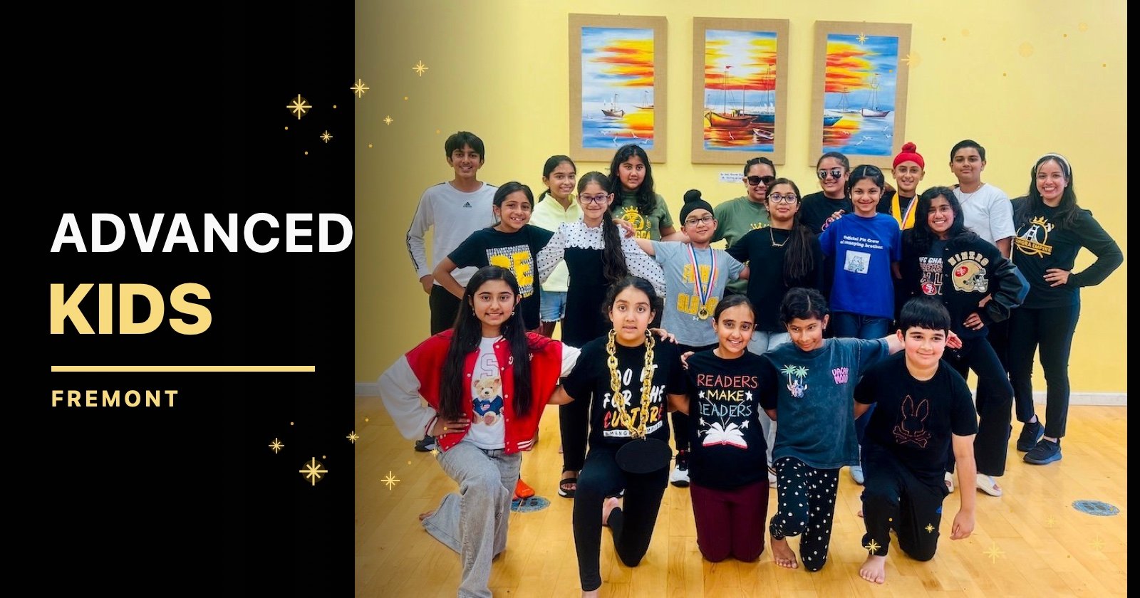 Large Fremont Advanced Kids Bhangra class group