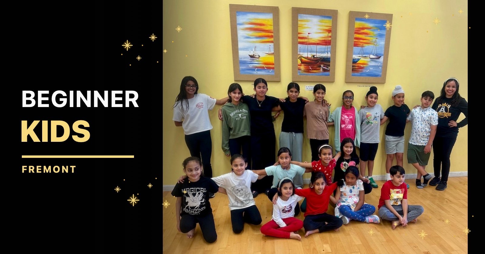 Large Fremont Beginner Kids Bhangra class group