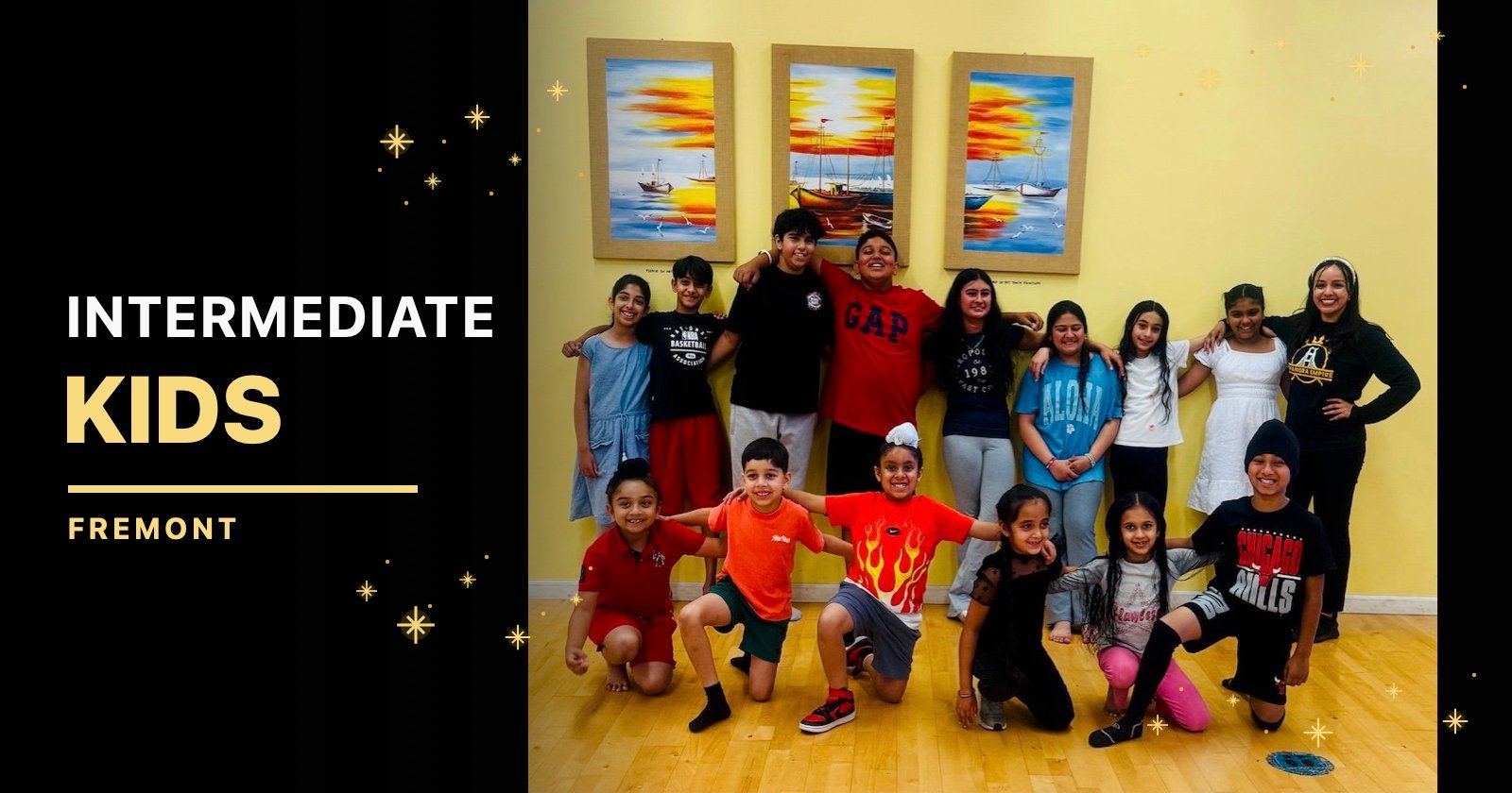 Large Fremont Intermediate Kids Bhangra class group