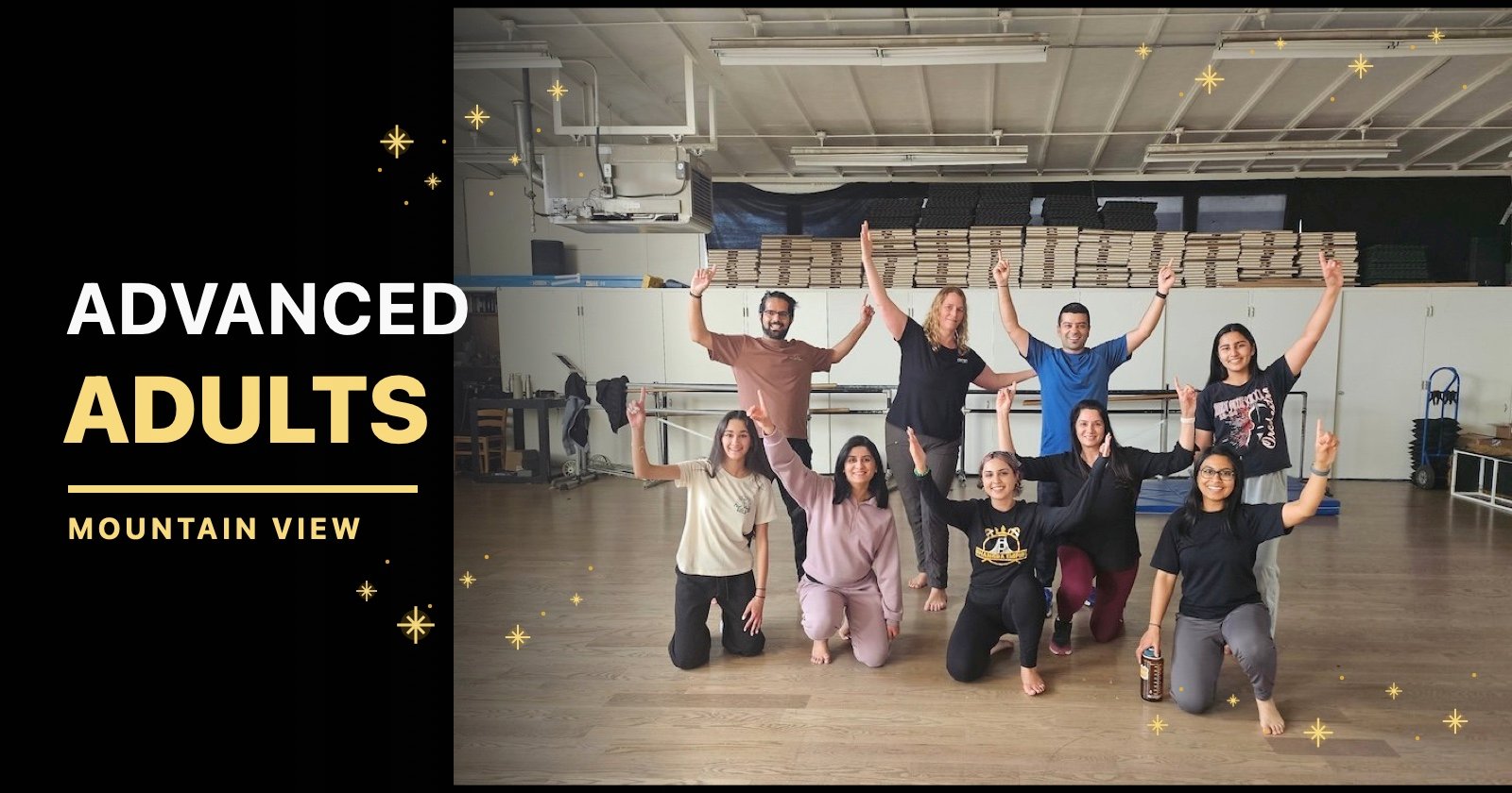 Mountain View and Palo Alto Advanced Adults Bhangra class in the studio