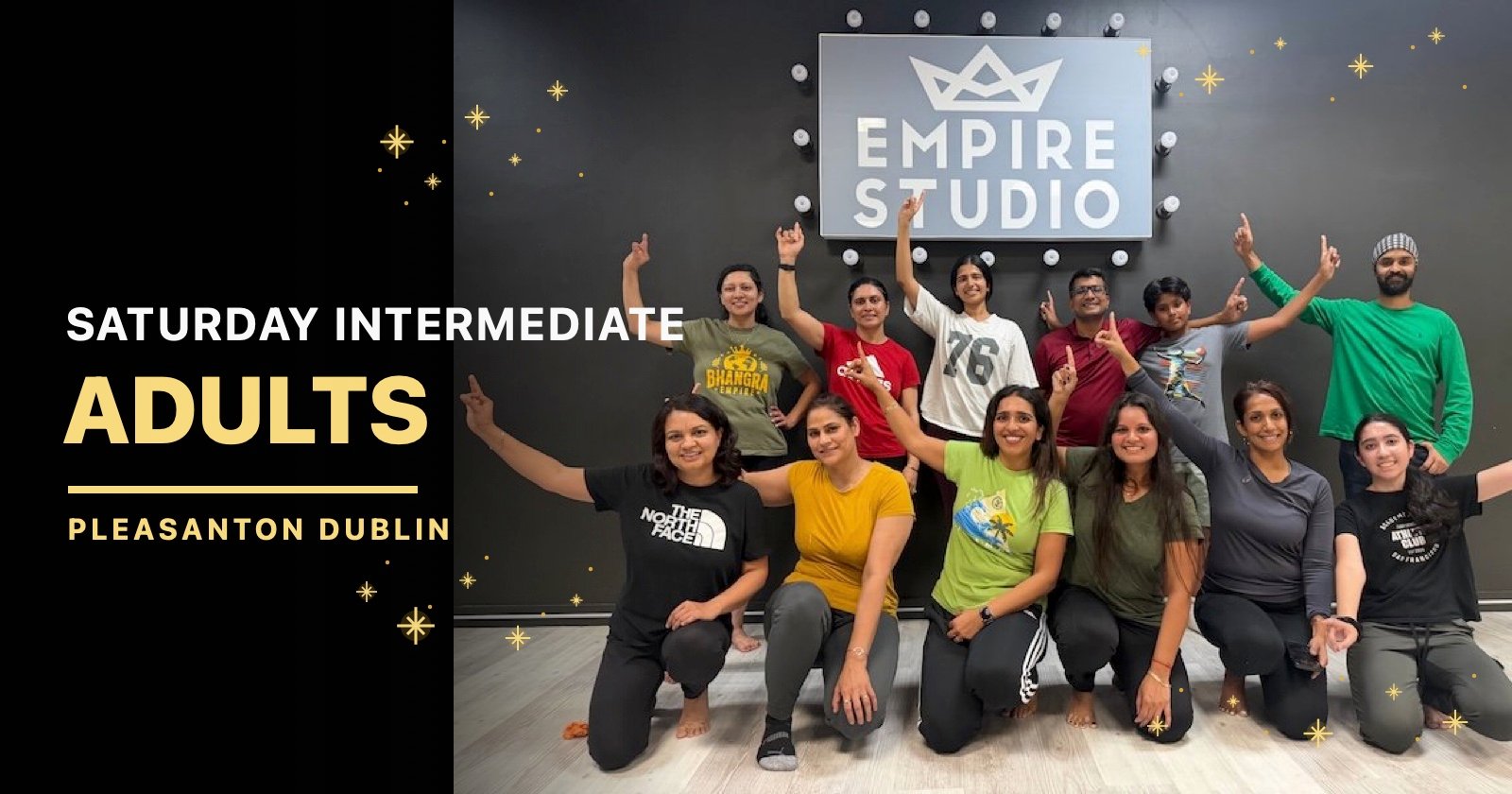 Saturday · 1–2 PM · Ages 13+ Intermediate Adults Bhangra class inside Empire Studio