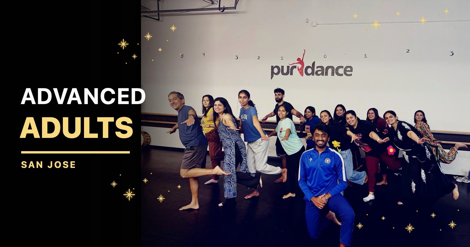Large San Jose Advanced Adults Bhangra class group at Purdance
