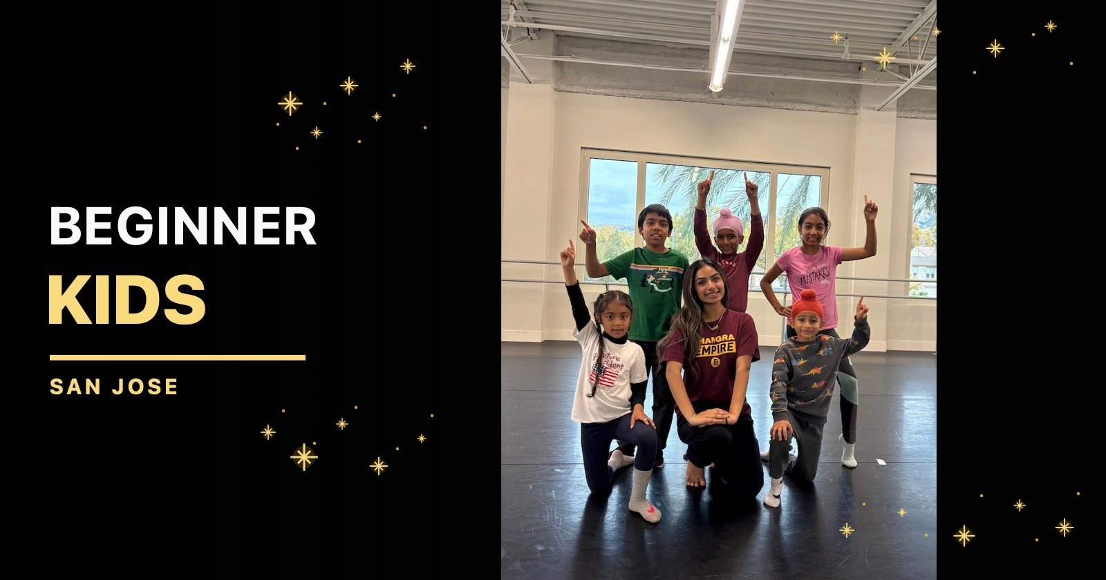 Large San Jose Beginner Kids Bhangra class group
