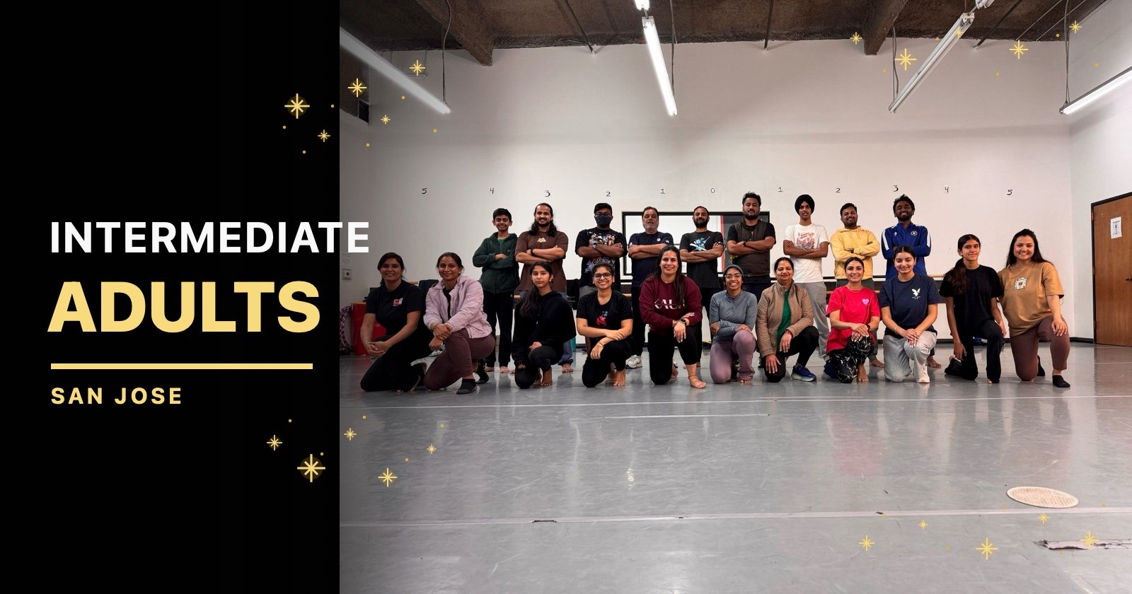 Large San Jose Intermediate Adults Bhangra class group at Purdance