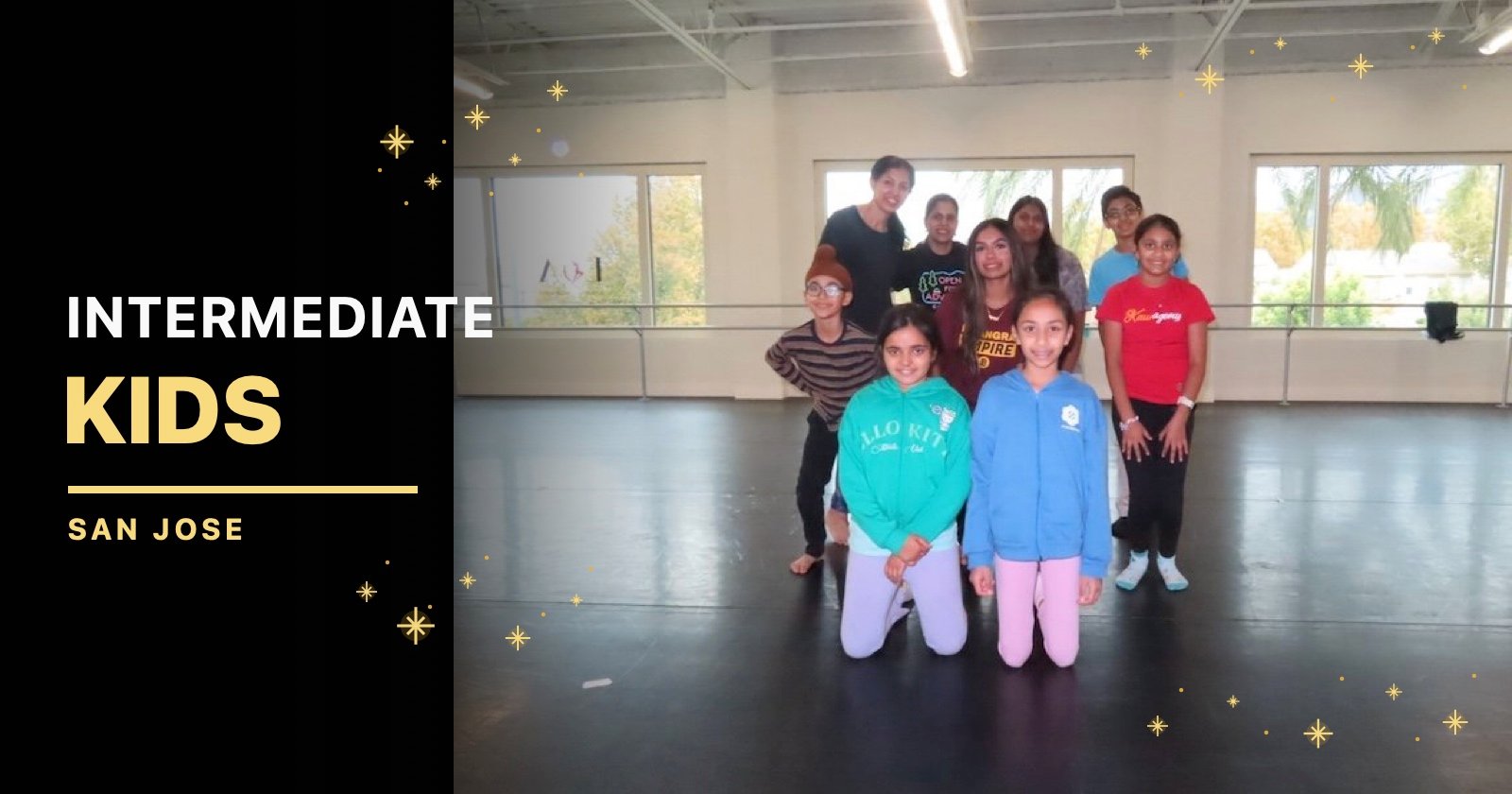 Large San Jose Intermediate Kids Bhangra class group